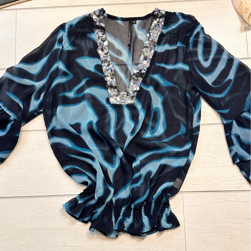 Stylish Sheer Blouse with Sequin Accents
